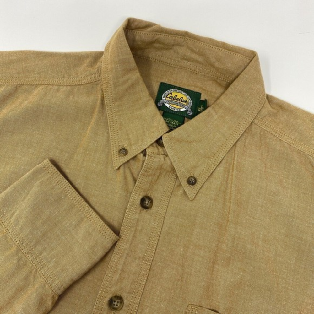 CABELA'S Outdoor Gear 100% Cotton Men's Long Sleeve Button Down Shirt Size Large